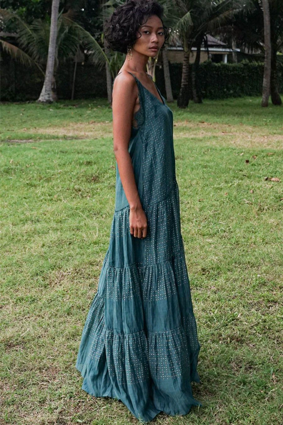 Baju Dark Cyan Hand Block Printed Dress 4 Baju Dark Cyan Hand Block Printed Dress - Image 2