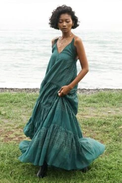 Baju Dark Cyan Hand Block Printed Dress 10 Baju Dark Cyan Hand Block Printed Dress -Echoo Clothing Shop ba 2911baj22 3