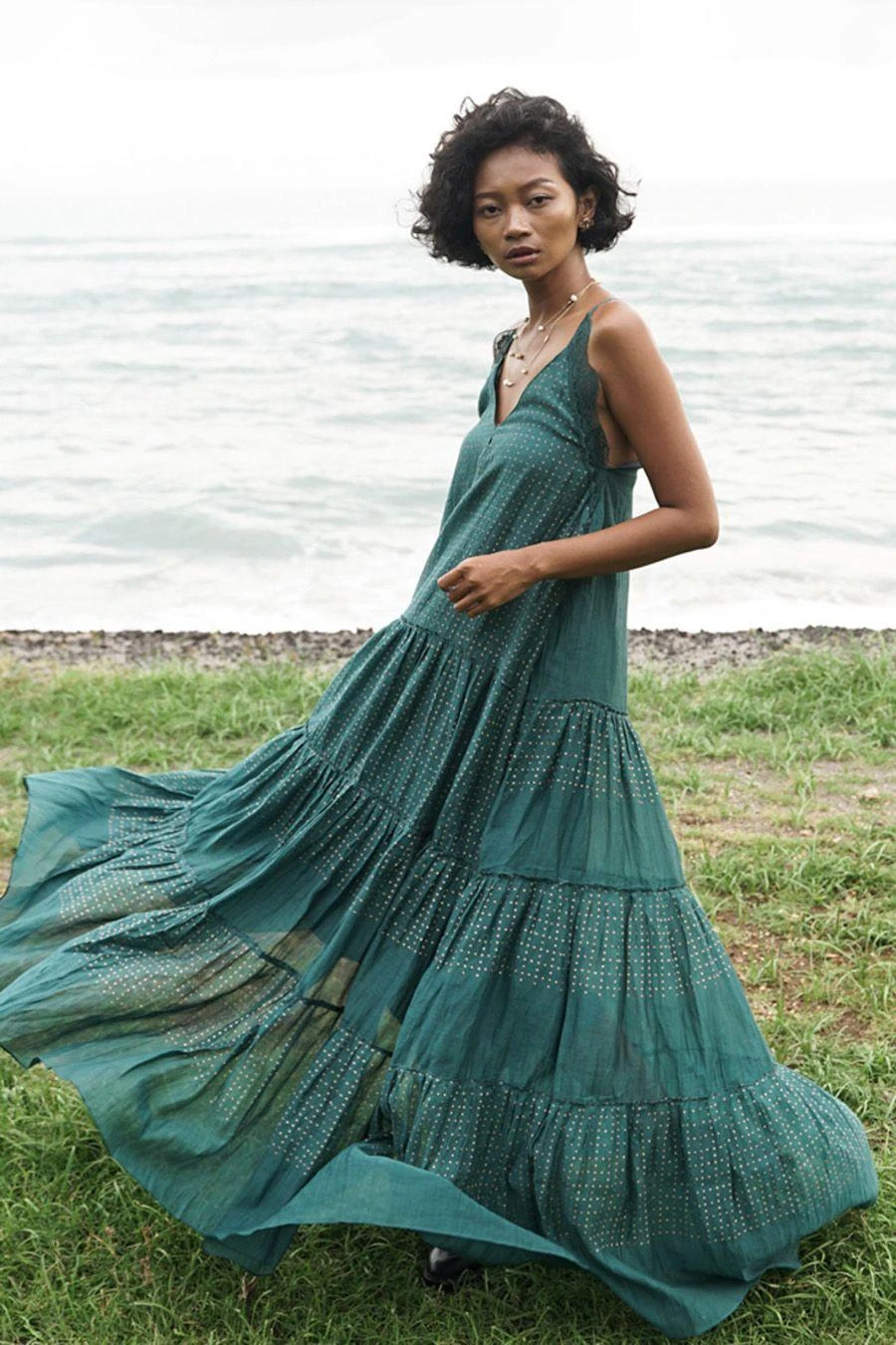 Baju Dark Cyan Hand Block Printed Dress 7 Baju Dark Cyan Hand Block Printed Dress - Image 5