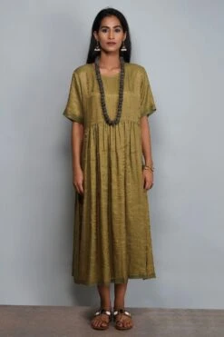 YAVI Moss Green Organza Dress -Echoo Clothing Shop brcd 14 3