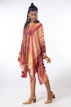 CAPISVIRLEO Kaftan Style Tie & Dye Short Dress -Echoo Clothing Shop capo10 4