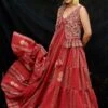 Chandrima Red Chanderi Tiered Maxi Dress