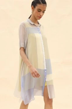 Abhishek Sharma Colour Blocked Shirt Dress -Echoo Clothing Shop csh03grey 4