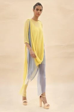 Abhishek Sharma Yellow Cowl Draped Dress -Echoo Clothing Shop ctu03sunflower 2