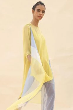 Abhishek Sharma Yellow Cowl Draped Dress -Echoo Clothing Shop ctu03sunflower 4