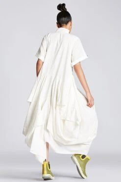 Chola White Circular Deconstructed Dress -Echoo Clothing Shop dr0072c 2