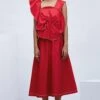 ECHO Red Cotton Dress With Frill Detail