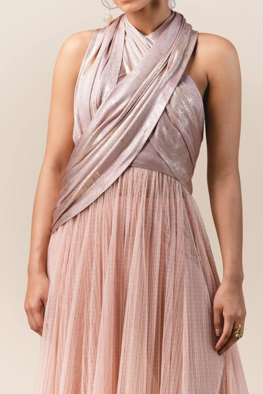 Tarun Tahiliani Crinkled Flared Bottom Tulle Dress 5 Tarun Tahiliani Crinkled Flared Bottom Tulle Dress - Image 3