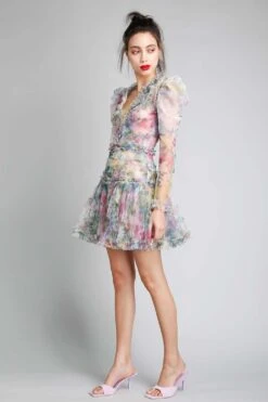 Gauri & Nainika V Neck Short Dress With Pouf Sleeves 8 Gauri & Nainika V Neck Short Dress With Pouf Sleeves -Echoo Clothing Shop gnd fw21 02 3