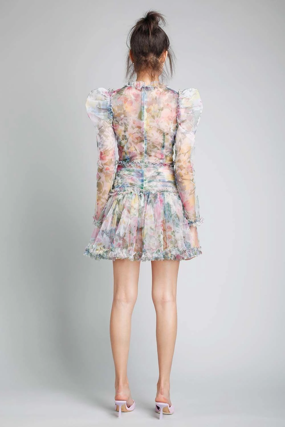 Gauri & Nainika V Neck Short Dress With Pouf Sleeves 6 Gauri & Nainika V Neck Short Dress With Pouf Sleeves - Image 4