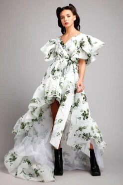 Gauri & Nainika Wide Neck Asymmetrical Wrap Dress