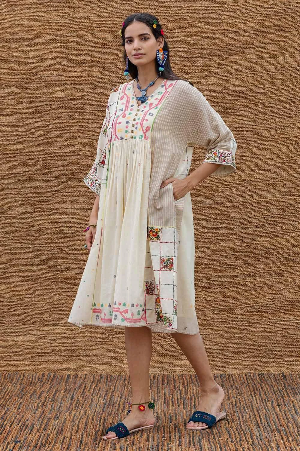 Sunira Designs Kora Jamdani Muslin Yoke Dress 4 Sunira Designs Kora Jamdani Muslin Yoke Dress - Image 2