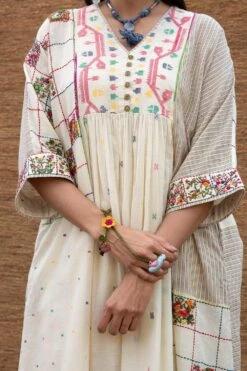 Sunira Designs Kora Jamdani Muslin Yoke Dress 11 Sunira Designs Kora Jamdani Muslin Yoke Dress -Echoo Clothing Shop j2201c 4