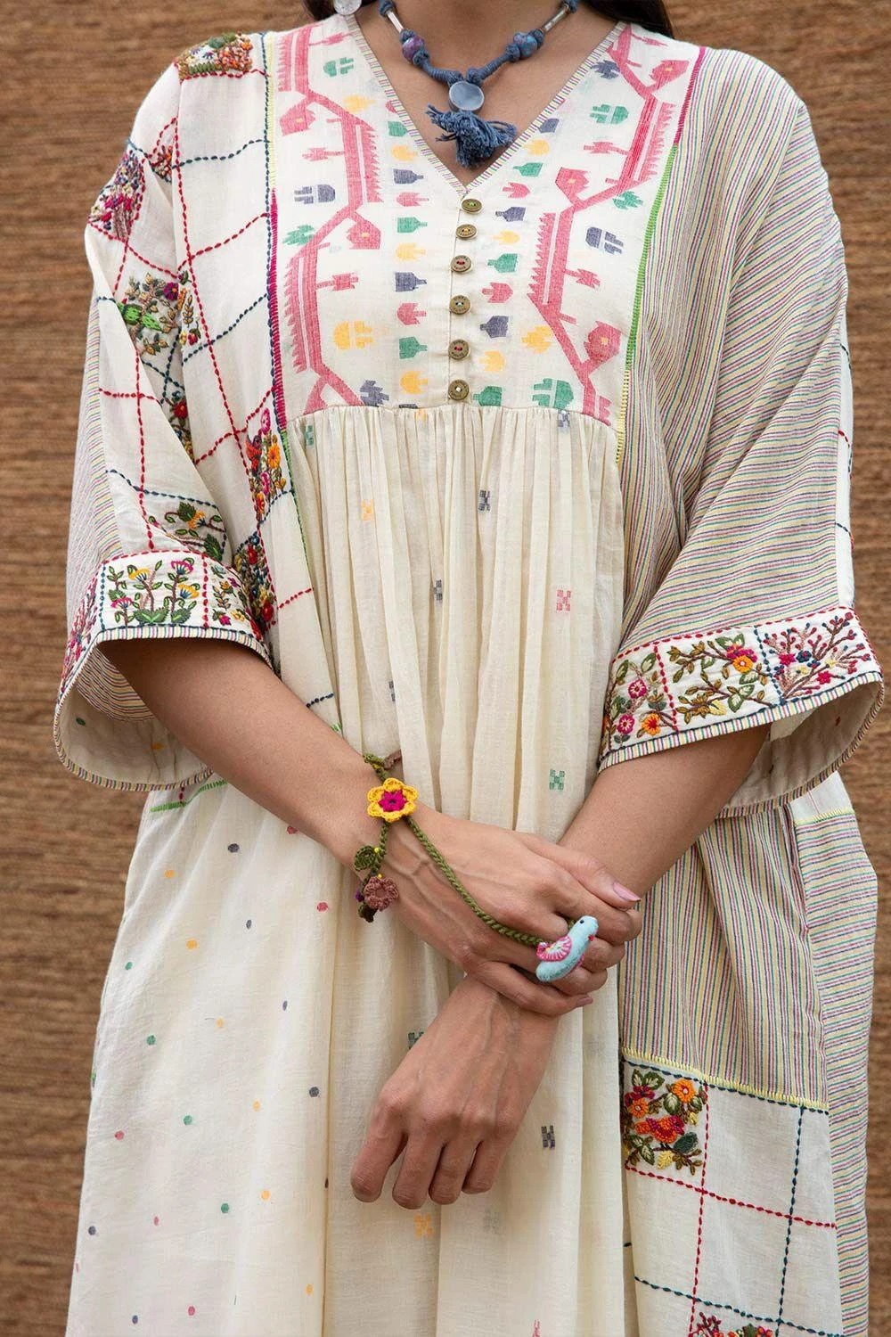 Sunira Designs Kora Jamdani Muslin Yoke Dress 6 Sunira Designs Kora Jamdani Muslin Yoke Dress - Image 4