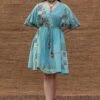 Sunira Designs Blue Embroidered Drawstring Dress