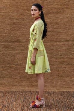 Sunira Designs Green Embroidered Drawstring Dress 10 Sunira Designs Green Embroidered Drawstring Dress -Echoo Clothing Shop j2207b 3