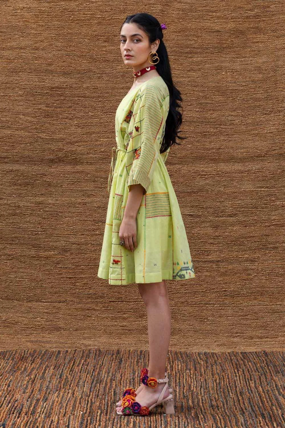 Sunira Designs Green Embroidered Drawstring Dress 5 Sunira Designs Green Embroidered Drawstring Dress - Image 3