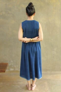 Kishmish Indigo Smocked Dress -Echoo Clothing Shop kmsf025 smk ind 4