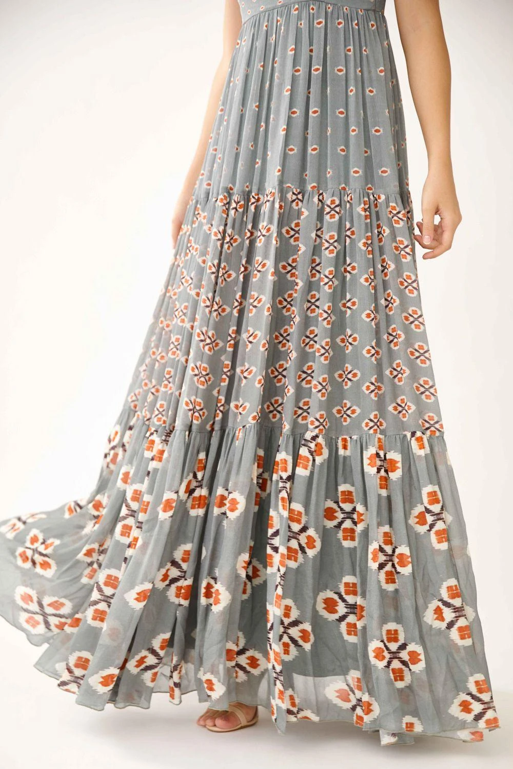 KoAi Blue Dabu Print Layered Maxi Dress 5 KoAi Blue Dabu Print Layered Maxi Dress - Image 3