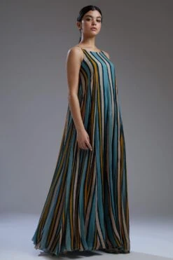 KoAi Chiffon Multicolor Stripe Long Flare Dress -Echoo Clothing Shop koss2014 2