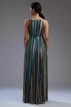 KoAi Chiffon Multicolor Stripe Long Flare Dress -Echoo Clothing Shop koss2014 5