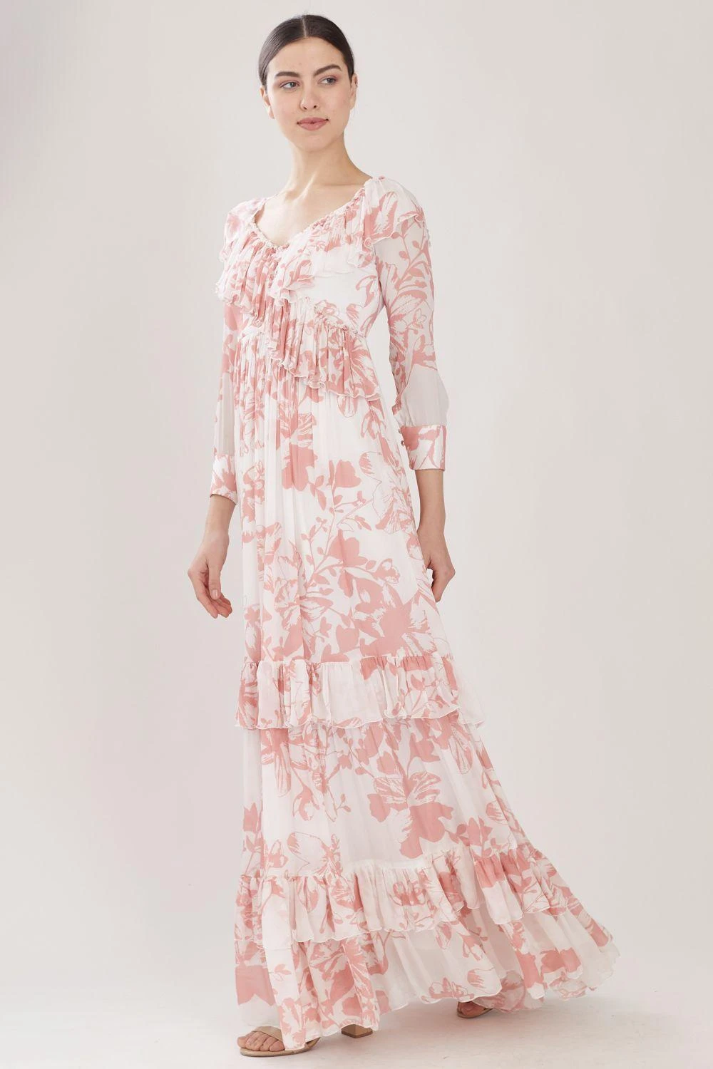 KoAi White & Pink Floral Frill Dress 4 KoAi White & Pink Floral Frill Dress - Image 2