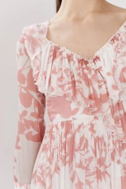 KoAi White & Pink Floral Frill Dress 8 KoAi White & Pink Floral Frill Dress -Echoo Clothing Shop koss21045 3