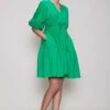 Mati Green Short Dress With Puff Sleeves 2 Mati Green Short Dress With Puff Sleeves -Echoo Clothing Shop mtncitra green 1