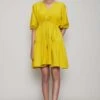 Mati Yellow Short Dress With Puff Sleeves -Echoo Clothing Shop mtncitra yellow 1