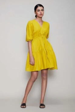 Mati Yellow Short Dress With Puff Sleeves 8 Mati Yellow Short Dress With Puff Sleeves -Echoo Clothing Shop mtncitra yellow 3