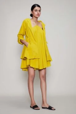 Mati Yellow Halter Neck Dress & Jacket Set