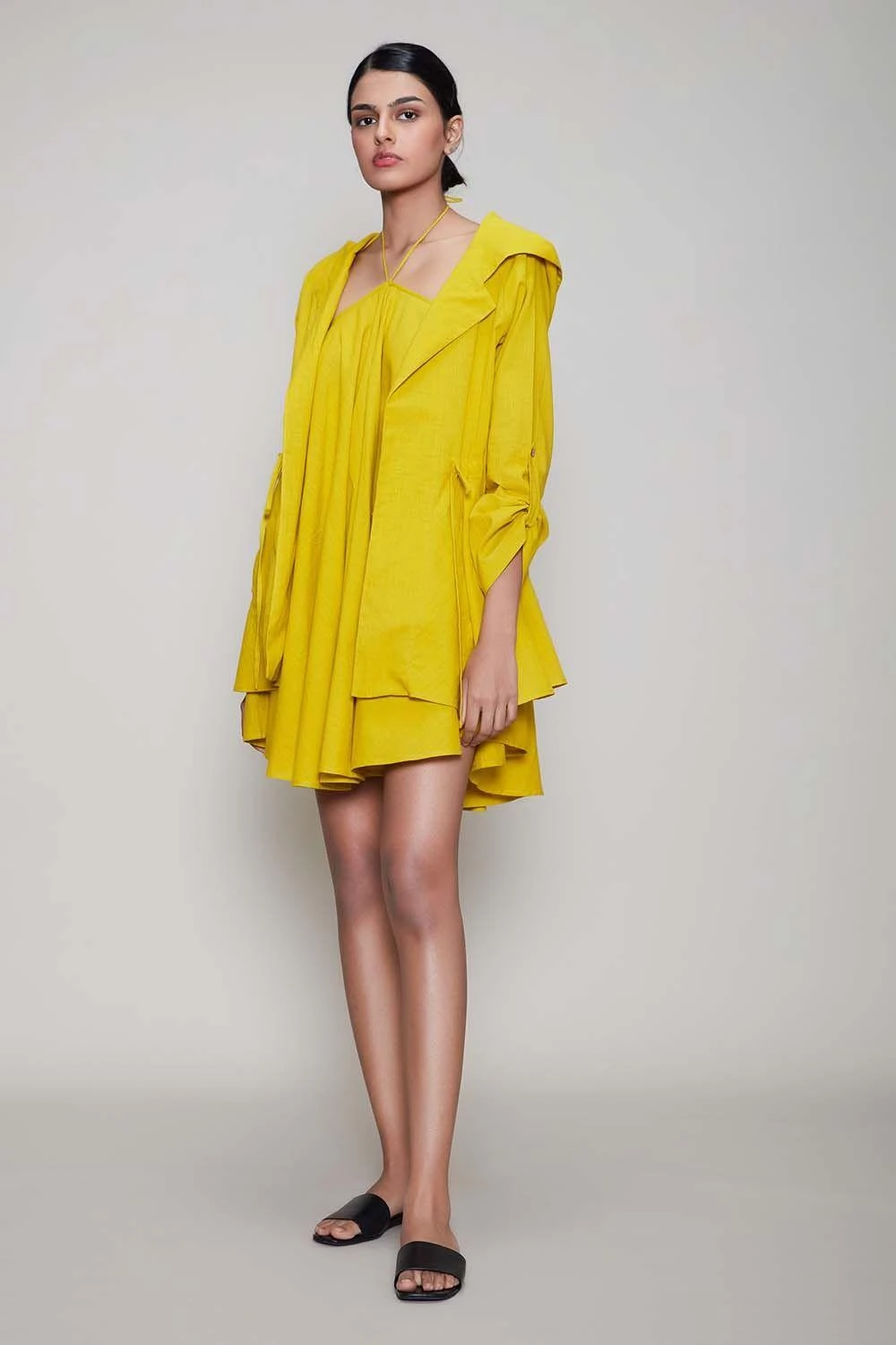 Mati Yellow Halter Neck Dress & Jacket Set 3 Mati Yellow Halter Neck Dress & Jacket Set - Image 2