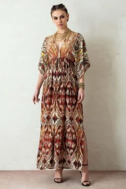 Rajdeep Ranawat Long V Neck Kaftan Dress -Echoo Clothing Shop rr 413 3