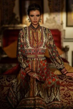 Rajdeep Ranawat Printed Silk Dress & Jacket Set 10 Rajdeep Ranawat Printed Silk Dress & Jacket Set -Echoo Clothing Shop rr20760 rr20788 3