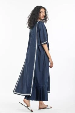 Three Navy Panel Dress With Pleat Detailing -Echoo Clothing Shop s21 d07 3