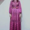 Siddhartha Bansal Magenta Pink Maxi Dress With Embroidery