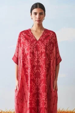 Ikai Pleated V Neck Kaftan Dress -Echoo Clothing Shop sh kfd 2101r 3
