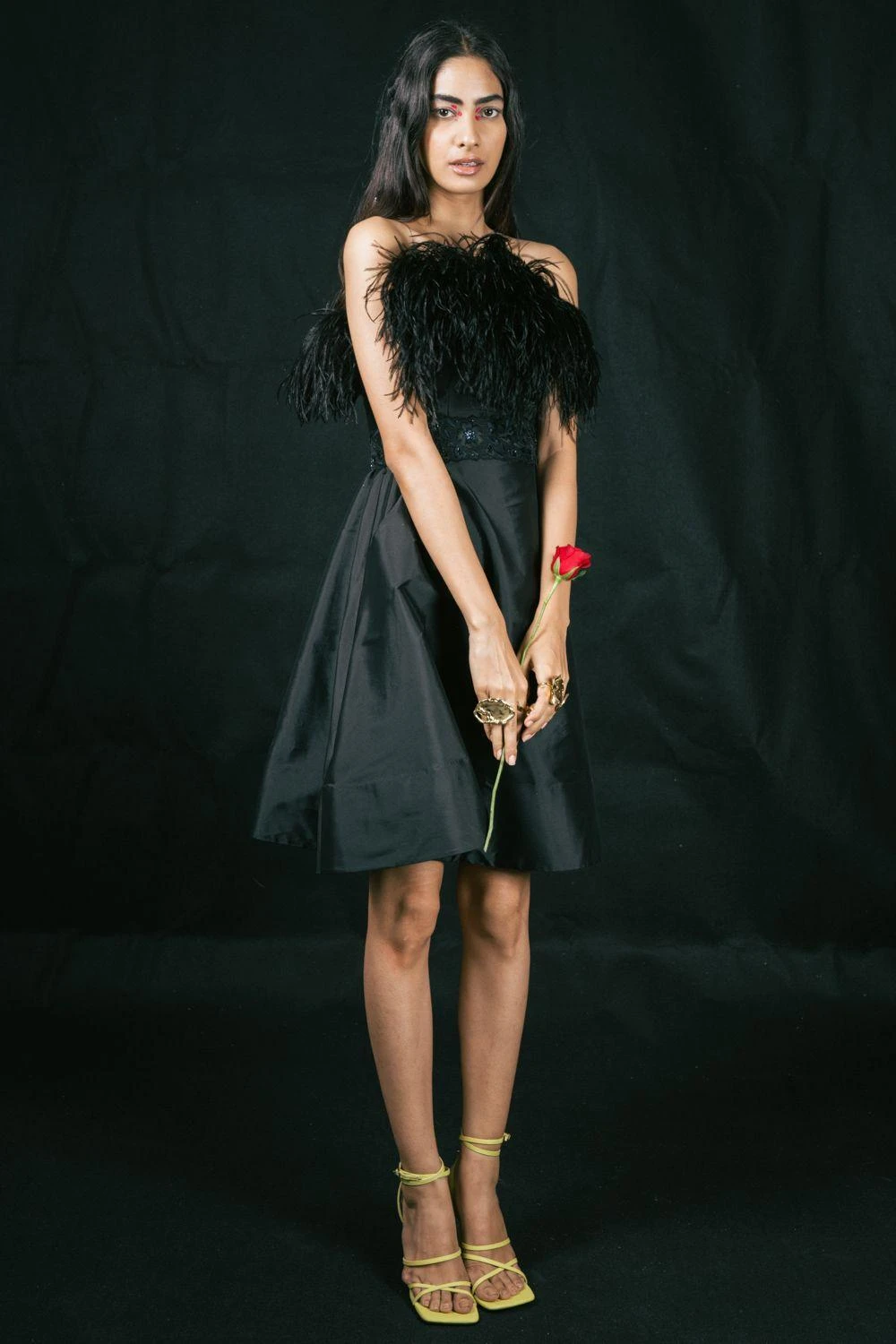 Shriya Som Taffeta Feather Black Dress 3 Shriya Som Taffeta Feather Black Dress