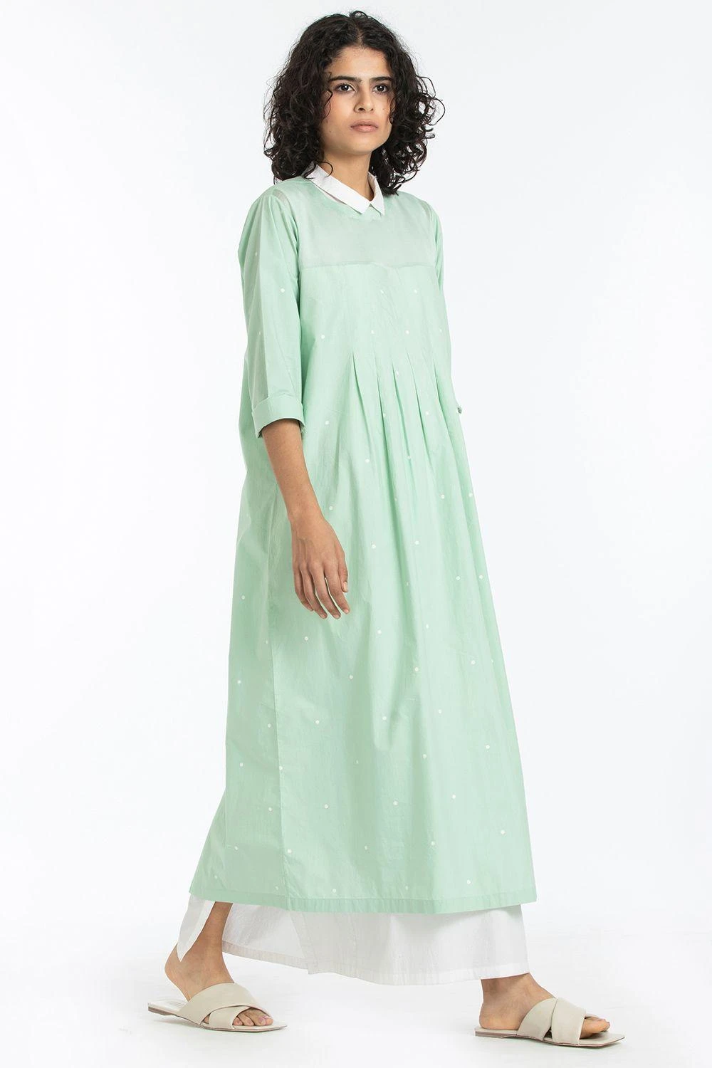 Three Mint Polka Pintuck Co-ord Dress 3 Three Mint Polka Pintuck Co-ord Dress