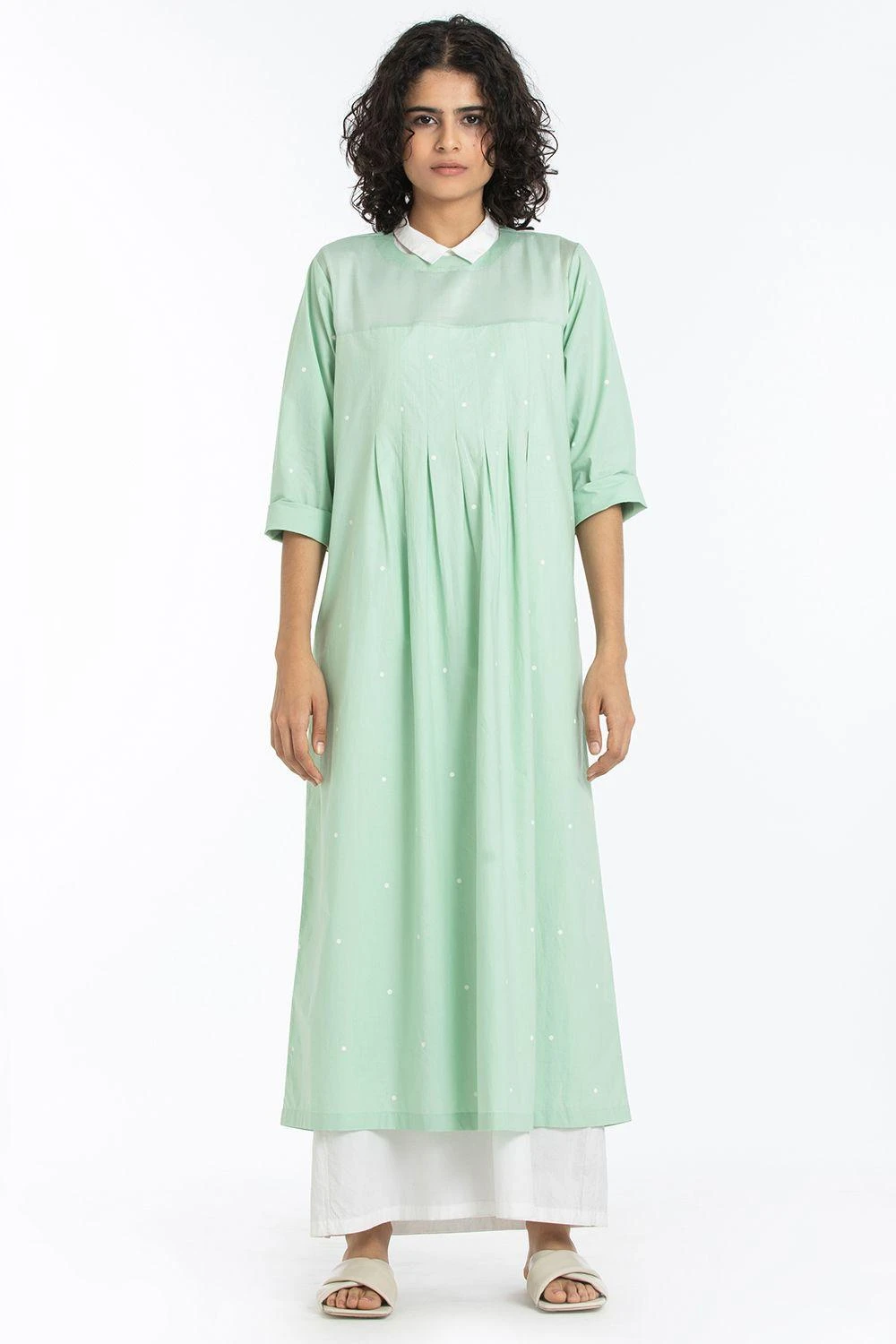 Three Mint Polka Pintuck Co-ord Dress 4 Three Mint Polka Pintuck Co-ord Dress - Image 2