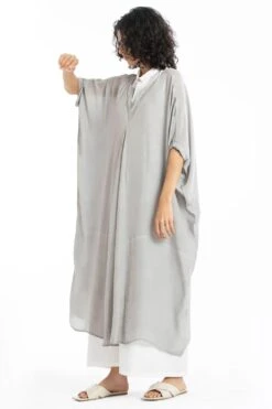 Three V Neck Kaftan With Placket White Dress -Echoo Clothing Shop ss20 set27 3