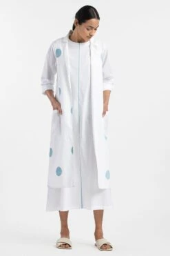 Three White Polka Dotted Dress & Jacket