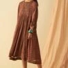 Sunira Designs Embroidered Yoke Balloon Sleeve Dress