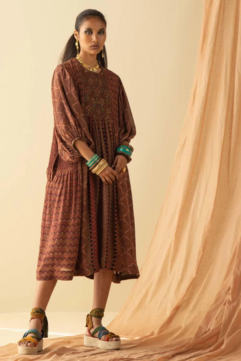 Sunira Designs Embroidered Yoke Balloon Sleeve Dress 4 Sunira Designs Embroidered Yoke Balloon Sleeve Dress - Image 2