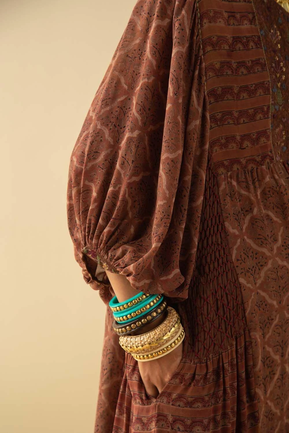 Sunira Designs Embroidered Yoke Balloon Sleeve Dress 6 Sunira Designs Embroidered Yoke Balloon Sleeve Dress - Image 4