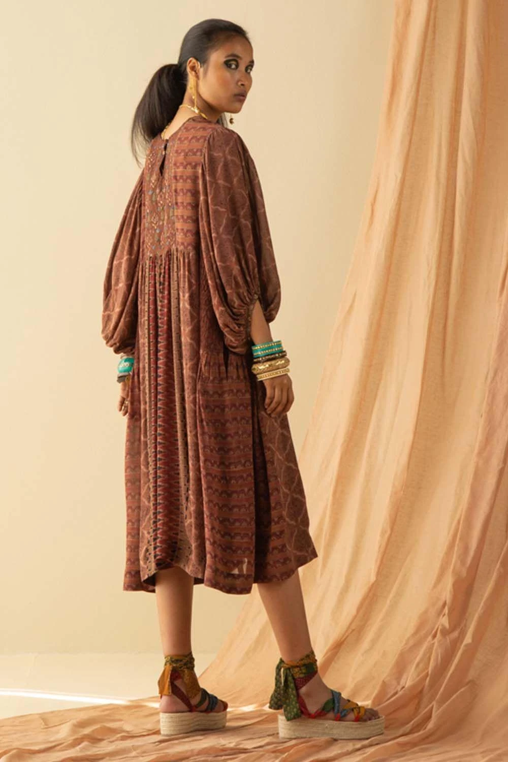 Sunira Designs Embroidered Yoke Balloon Sleeve Dress 8 Sunira Designs Embroidered Yoke Balloon Sleeve Dress - Image 6