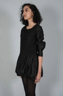 SWGT Black Smocked Dress With Glass Bead Detail -Echoo Clothing Shop swgt 2 3