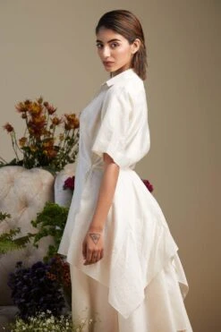 Twinkle Hanspal Ivory Draped Midi Dress 7 Twinkle Hanspal Ivory Draped Midi Dress -Echoo Clothing Shop trs03 3