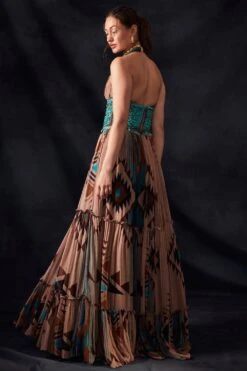 Nikita Mhaisalkar Turquoise Tapis Print Maxi Dress With Corset 9 Nikita Mhaisalkar Turquoise Tapis Print Maxi Dress With Corset -Echoo Clothing Shop tt sf22 020 4