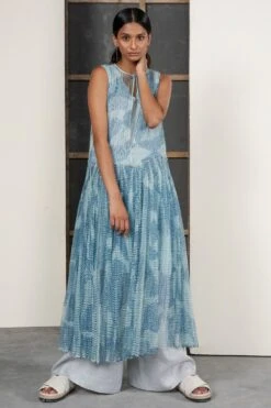 Urvashi Kaur Ciel Blue ETA Dress In Linen